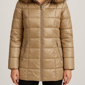 Marc New York Puffer Coat with Faux Fur Hood – Size M